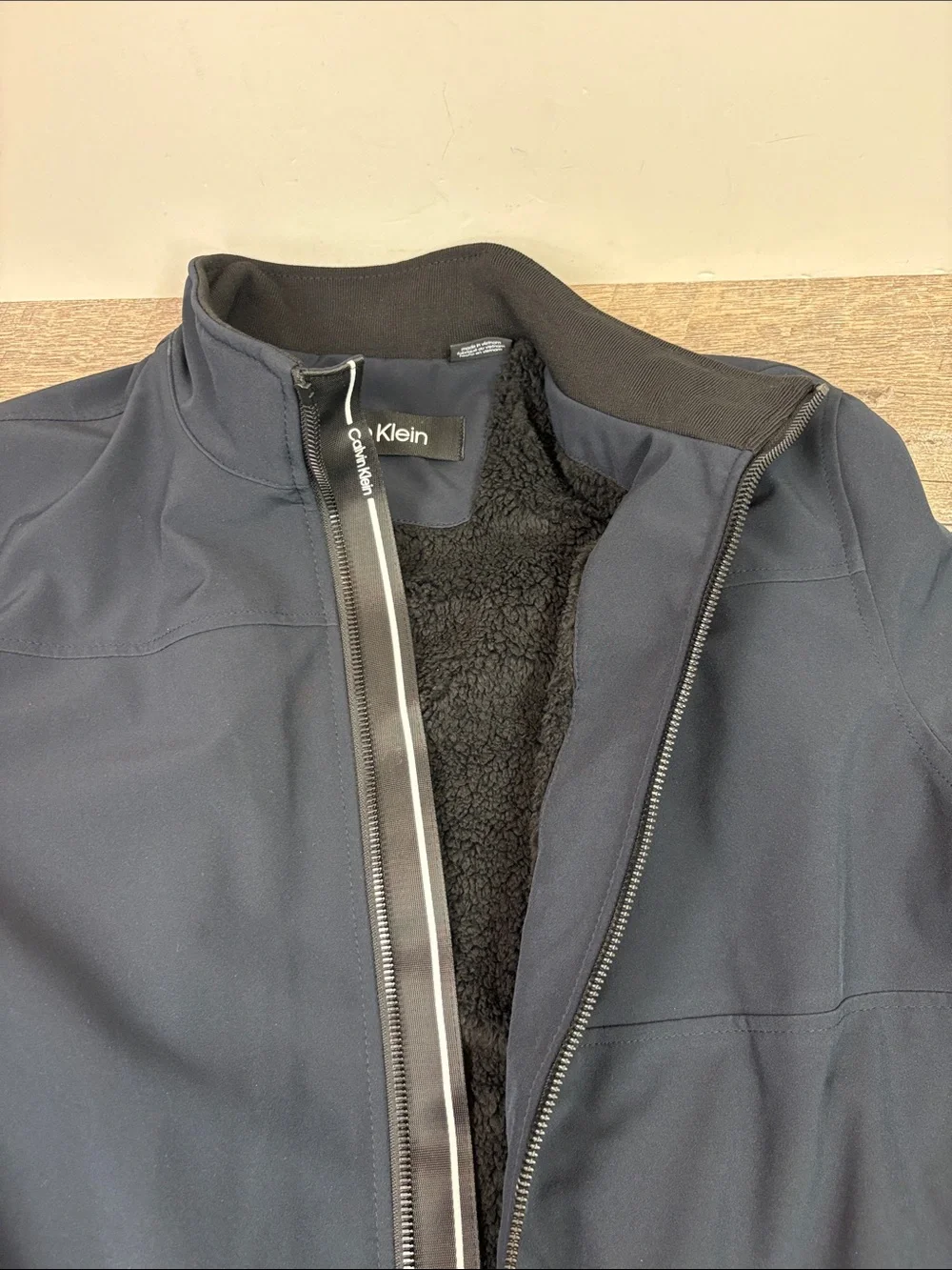 Calvin Klein Men’s Soft Shell Jacket with Sherpa Fleece Lining - Navy - NWT
